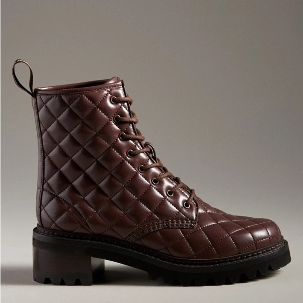 See by Chloe Brown Quilted Combat Boots